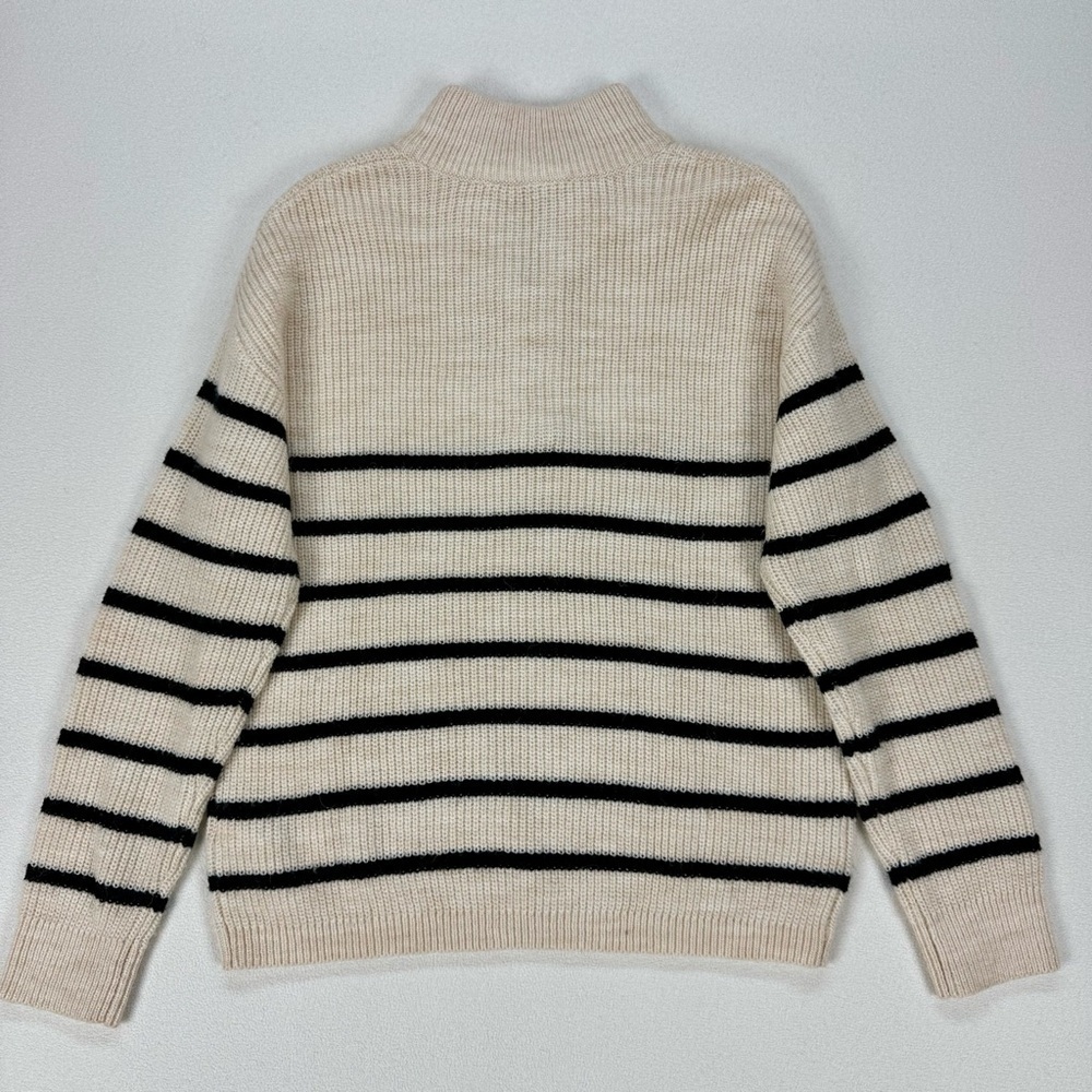 Cleo Oversized Quarter Zip Sweater with Black Stripes - Picture 2 of 8